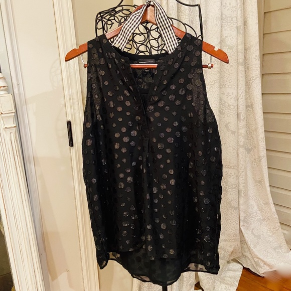S3- BUNDLE ONLY Adrienne Vittadini Black Metallic Polka Dots Sleeveless Top - Picture 2 of 11